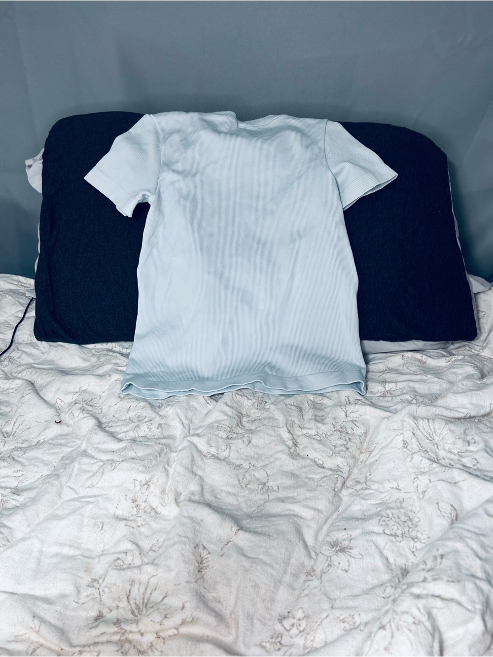 Ribbed Short-Sleeve Top — White, small